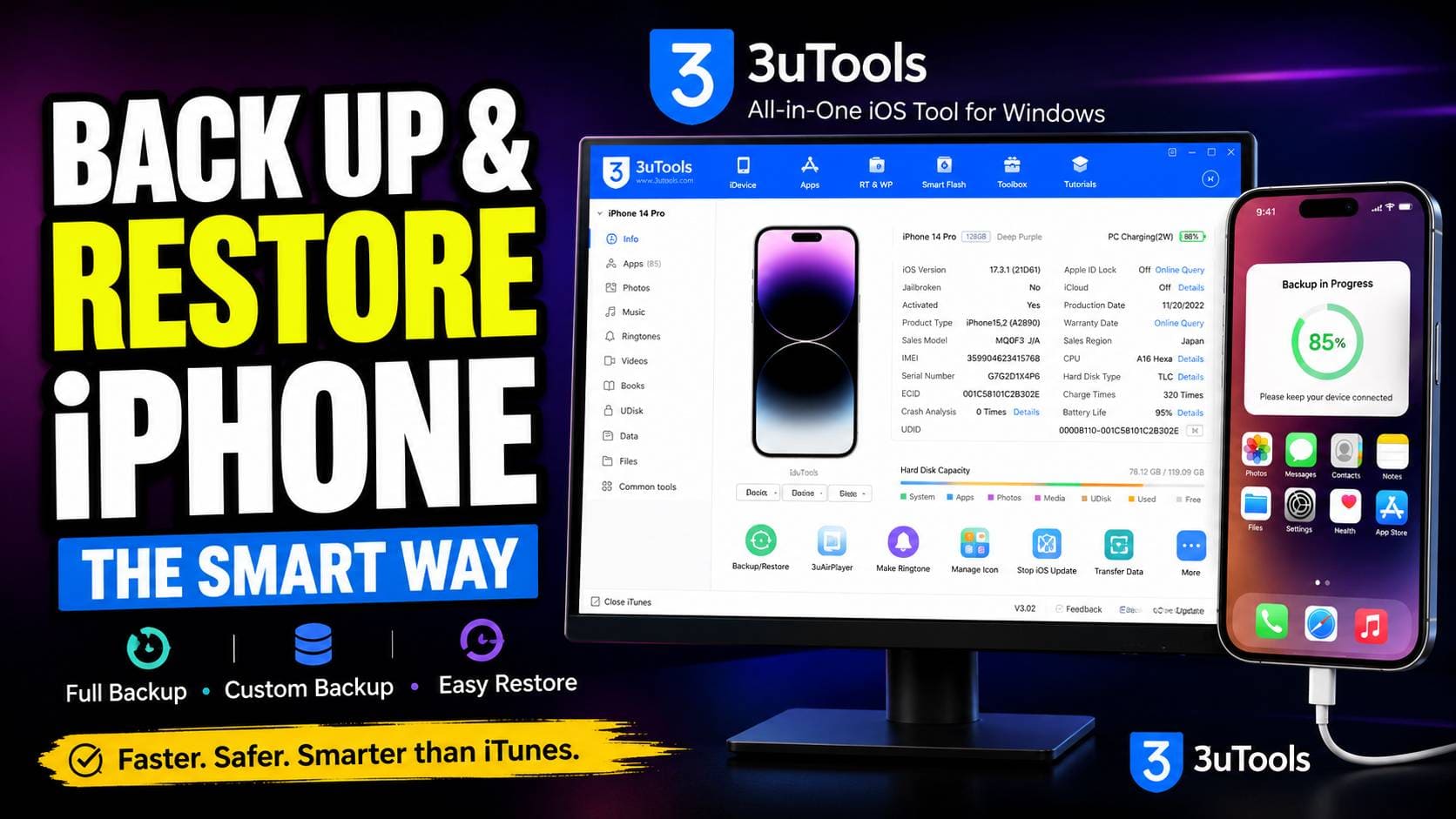 3utools iphone backup and restore